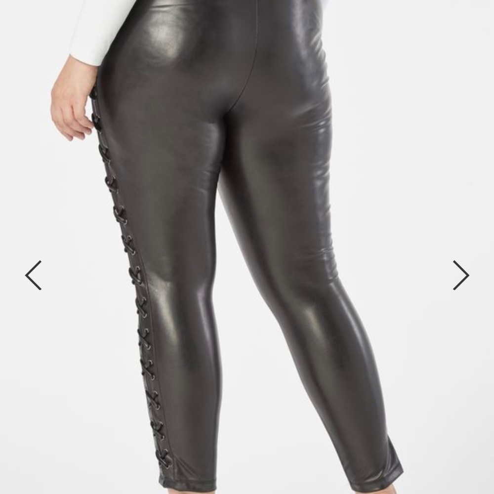 justfab Faux Leather Lace-Up Leggings size 1X new - Picture 3 of 11
